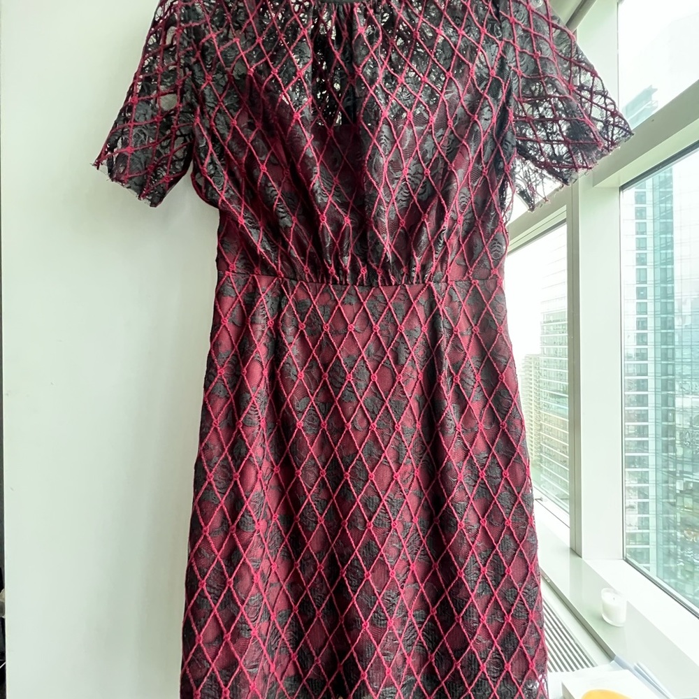 Sandro maroon lace dress